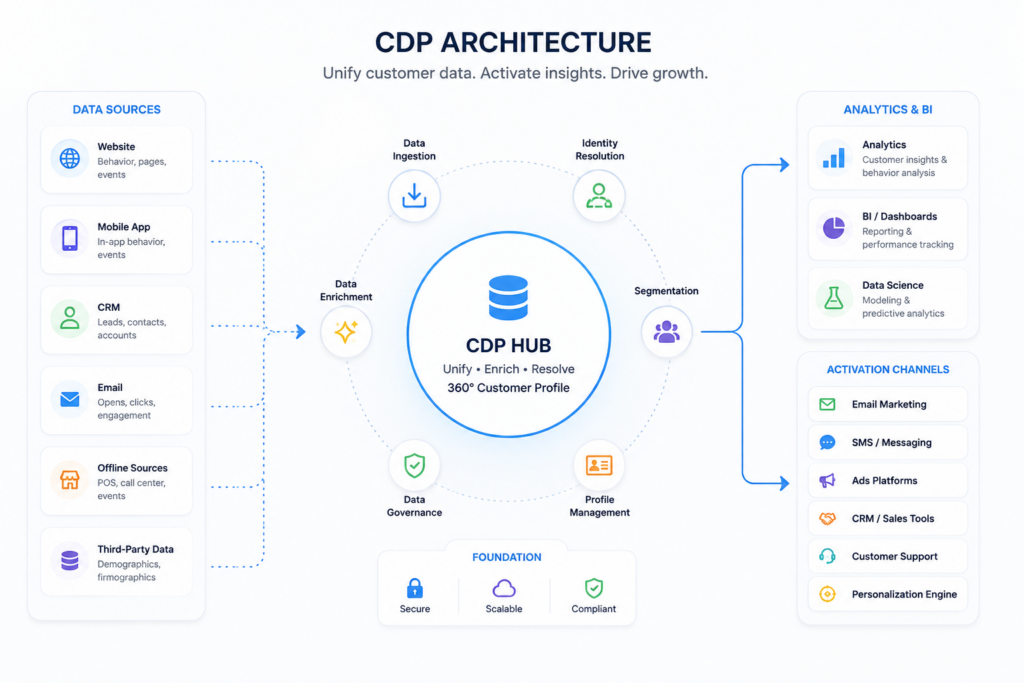 Predictive Customer Intelligence Explained: How Businesses Forecast Customer Behavior Using AI cdp architecture